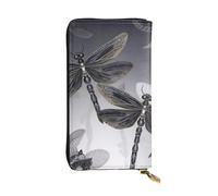 FHEDVBN Portafoglio grigio con libellule per uomo e donna borsa lunga in pelle pochette grande borsa da viaggio porta telefono porta carte di credito custodia per soldi con cerniera portafogli in