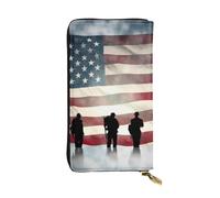 FHEDVBN Portafoglio per il giorno dei veterani della bandiera americana per uomini e donne borsa lunga in pelle pochette grande borsa da viaggio porta telefono porta carte di credito custodia per