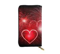 FHEDVBN Portafoglio rosso fuochi d'artificio per uomo donna borsa lunga pochette in pelle grande borsa da viaggio porta telefono porta carte di credito custodia per soldi con cerniera portafogli in