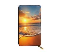 FHEDVBN Sunset Beach Portafoglio per uomo donna borsa lunga in pelle pochette grande borsa da viaggio porta telefono porta carte di credito custodia per soldi con cerniera portafogli in pelle regalo