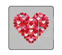 FHESDCW A Big Heart Small Hearts coperta da picnic con borsa tote con cerniera, coperta impermeabile portatile per esterni, tappetino leggero pieghevole per spiaggia, campeggio, parco, 150 x 150 cm