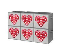 FHESDCW A Big Heart Small Hearts, scatola portaoggetti pieghevole con manici, cubi portaoggetti Oxford resistenti, 6 pezzi, organizer pieghevole per casa, scaffale, ufficio, viaggi