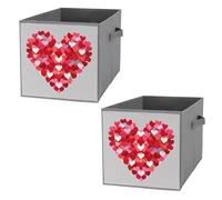 FHESDCW A Big Heart Small Hearts - Scatola portaoggetti pieghevole con manici, resistente Oxford, 2 pezzi, organizer pieghevole per armadio, per casa, scaffale, ufficio, viaggi