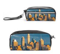 FHESDCW A Busy Town in The City, astuccio grande capacità con cerniera, borsa per cosmetici impermeabile da appendere per viaggi, astuccio vintage in pelle per donne e uomini