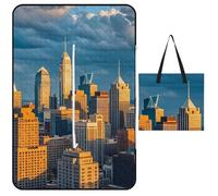 FHESDCW A Busy Town in The City, coperta da picnic con borsa tote con cerniera, impermeabile, portatile, per esterni, leggera, pieghevole, per spiaggia, campeggio, parco, 150 x 100 cm