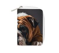 FHESDCW A Sad Bulldog Porta carte per uomini e donne, porta carte di credito in pelle con 20 scomparti per carte di credito, piccola borsa con cerniera