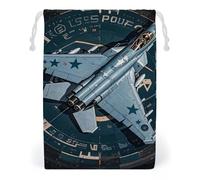 FHESDCW Air Force Fighter Jet Borsa in tela con coulisse, sacchetti riutilizzabili per gioielli da viaggio, sacchetti lavabili per regali, caramelle, cosmetici, 12 x 18 cm