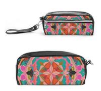 FHESDCW Astuccio colorato con motivi bohémien, grande capacità, con cerniera, da appendere, impermeabile, per viaggi, astuccio vintage in pelle per donne e uomini