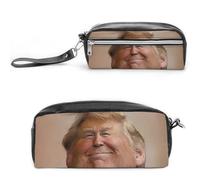 FHESDCW Astuccio con espressione presidenziale, grande capacità, con cerniera, borsa per cosmetici da appendere, impermeabile, per viaggi, astuccio vintage in pelle per donne e uomini