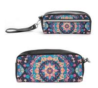 FHESDCW Astuccio con fiori, luna, farfalla, grande capacità, con cerniera, borsa per cosmetici da appendere, impermeabile, per viaggi, astuccio vintage in pelle per donne e uomini