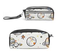 FHESDCW Astuccio con graffiti astronauta spaziale, grande capacità, con cerniera, borsa per cosmetici da appendere, impermeabile, per viaggi, astuccio vintage in pelle per donne e uomini
