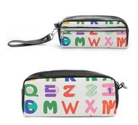 FHESDCW Astuccio con lettere inglesi, grande capacità, con cerniera, borsa per cosmetici da appendere, impermeabile, per viaggi, astuccio vintage in pelle per donne e uomini