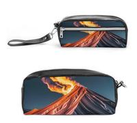 FHESDCW Astuccio con motivi marmorizzati che ricordano le cime delle montagne, grande capacità con cerniera, borsa cosmetica impermeabile da appendere per viaggi, astuccio vintage in pelle per donne e