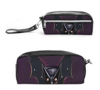 FHESDCW Astuccio con pipistrello fantasma nero, grande capacità, con cerniera, borsa per cosmetici da appendere, impermeabile, per viaggi, astuccio vintage in pelle per donne e uomini