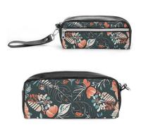 FHESDCW Astuccio nero dal design reversibile, grande capacità con cerniera, borsa per cosmetici impermeabile da appendere per viaggi, astuccio vintage in pelle per donne e uomini