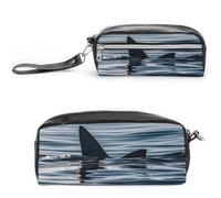 FHESDCW Astuccio per matite a forma di pinna di squalo, grande capacità, con cerniera, da appendere, impermeabile, per viaggi, astuccio vintage in pelle per donne e uomini