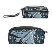 FHESDCW Astuccio per matite Air Force Fighter Jet di grande capacità con cerniera, borsa cosmetica impermeabile da appendere per viaggi, astuccio vintage in pelle per donne e uomini