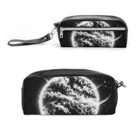 FHESDCW Astuccio per matite con cerniera e scritta "The Mysterious Burning of the Sun", borsa per cosmetici impermeabile da viaggio, astuccio vintage in pelle per donne e uomini