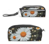 FHESDCW Astuccio per matite con margherite bohémien, grande capacità, con cerniera, da appendere, impermeabile, per viaggi, astuccio vintage in pelle per donne e uomini