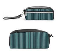 FHESDCW Astuccio per matite con motivo minimalista retrò scuro, grande capacità con cerniera, borsa per cosmetici impermeabile da appendere per viaggi, astuccio vintage in pelle per donne e uomini