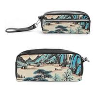 FHESDCW Astuccio per matite con pittura a inchiostro, grande capacità, con cerniera, da appendere, impermeabile, per viaggi, astuccio vintage in pelle per donne e uomini