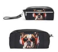 FHESDCW Astuccio per matite dai colori vivaci, grande capacità, con cerniera, borsa per cosmetici impermeabile da appendere, per viaggi, astuccio vintage in pelle per donne e uomini