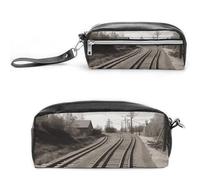 FHESDCW Astuccio per matite grande capacità con cerniera, borsa per cosmetici impermeabile da appendere, per viaggi, astuccio vintage in pelle per donne e uomini