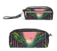 FHESDCW Astuccio per matite robotico in stile fantascienza, grande capacità, con cerniera, borsa per cosmetici impermeabile da appendere, per viaggi, astuccio vintage in pelle per donne e uomini