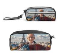 FHESDCW Astuccio per musicisti e strumenti, grande capacità, con cerniera, da appendere, impermeabile, per viaggi, astuccio vintage in pelle per donne e uomini