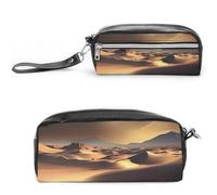 FHESDCW Astuccio Sahara Desert di grande capacità con cerniera, borsa per cosmetici da appendere, impermeabile, per viaggi, astuccio vintage in pelle per donne e uomini