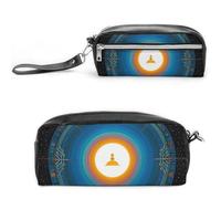 FHESDCW Balance Point of Cosmic Culture Astuccio grande capacità con cerniera, borsa cosmetica impermeabile da appendere, per viaggi, astuccio vintage in pelle per donne e uomini