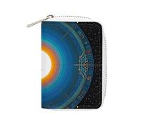 FHESDCW Balance Point of Cosmic Culture, porta carte di credito per uomini e donne, in pelle, con 20 scomparti per carte, piccola borsa con cerniera