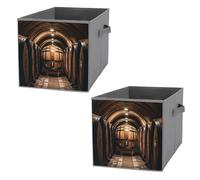 FHESDCW Barili di quercia per conservare il vino, scatola pieghevole con manici, cubi di stoccaggio Oxford resistenti, 2 pezzi, organizer pieghevole per armadio, per casa, scaffale, ufficio, viaggi
