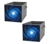 FHESDCW Blue Nebula - Scatola portaoggetti pieghevole con manici, cubi portaoggetti Oxford resistenti, 2 pezzi, organizer pieghevole per armadio, per casa, scaffale, ufficio, viaggi