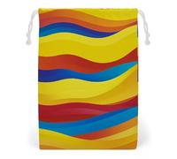 FHESDCW Borsa in tela con coulisse a onde colorate, sacchetti riutilizzabili per gioielli da viaggio, sacchetti lavabili per regali, caramelle, cosmetici, 20 x 25 cm