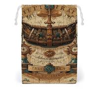 FHESDCW Borsa in tela con coulisse antica mappa del tesoro, sacchetti riutilizzabili per gioielli da viaggio, sacchetti lavabili per regali, caramelle, cosmetici, 12 x 18 cm