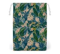 FHESDCW Borsa in tela con coulisse con foglie di fiori verdi, sacchetti riutilizzabili per gioielli da viaggio, sacchetti lavabili per regali, caramelle, cosmetici, 20 x 25 cm