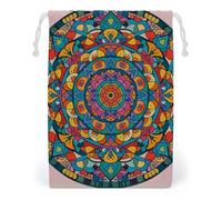 FHESDCW Borsa in tela con coulisse con mandala circolare, sacchetti riutilizzabili per gioielli da viaggio, sacchetti lavabili per regali, caramelle, cosmetici, 20 x 25 cm