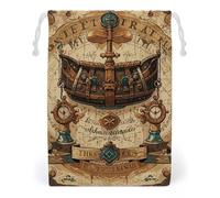 FHESDCW Borsa in tela con coulisse con mappa del tesoro antica, sacchetti riutilizzabili per gioielli da viaggio, sacchetti lavabili per regali, caramelle, cosmetici, 20 x 25 cm