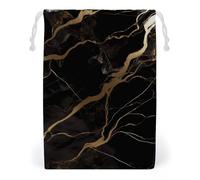 FHESDCW Borsa in tela con coulisse in marmo nero e oro, sacchetti riutilizzabili per gioielli da viaggio, sacchetti lavabili per regali, caramelle, cosmetici, 12 x 18 cm