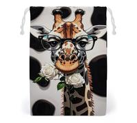 FHESDCW Borsa in tela con coulisse, motivo: giraffa morde la rosa, sacchetti riutilizzabili per gioielli da viaggio, sacchetti lavabili per regali, caramelle, cosmetici, Stile:, 1 count (Pack of 1)
