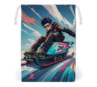 FHESDCW Borsa in tela con coulisse per skateboard e sci, sacchetti riutilizzabili per gioielli da viaggio, sacchetti lavabili per regali, caramelle, cosmetici, 20 x 25 cm