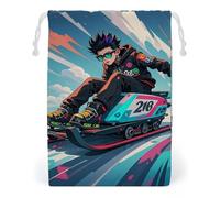 FHESDCW Borsa in tela con coulisse per skateboard e sci, sacchetti riutilizzabili per gioielli da viaggio, sacchetti lavabili per regali, caramelle, cosmetici, 12 x 18 cm