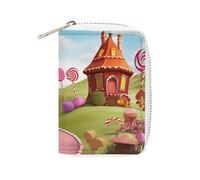 FHESDCW Candy Land - Porta carte di credito per uomini e donne, in pelle, con 20 scomparti per carte, piccola borsa con cerniera