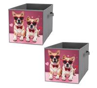 FHESDCW Cani che indossano occhiali da sole, scatola portaoggetti pieghevole con manici, cubi portaoggetti Oxford resistenti, 2 pezzi, organizer pieghevole per armadio, per casa, scaffale, ufficio