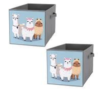 FHESDCW Carino alpaca pieghevole con manici, cubi portaoggetti Oxford resistenti, 2 pezzi, organizer pieghevole per armadio, per casa, scaffale, ufficio, viaggi