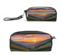 FHESDCW Cloud Garden at Sunset Astuccio grande capacità con cerniera, borsa cosmetica impermeabile da appendere per viaggi, astuccio vintage in pelle per donne e uomini