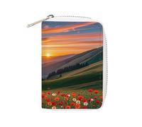 FHESDCW Cloud Garden at Sunset Porta carte di credito per uomini e donne, in pelle, con 20 scomparti per carte di credito, piccola borsa con cerniera