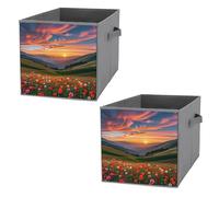 FHESDCW Cloud Garden at Sunset Scatola portaoggetti pieghevole con manici, cubi portaoggetti Oxford resistenti, 2 pezzi, organizer pieghevole per armadio, per casa, scaffale, ufficio, viaggi