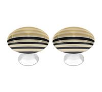 FHESDCW Confezione da 2 pomelli per armadietti in acciaio inox con viti, a strisce beige e nere, facili da installare, moderni per cucina, bagno, comò